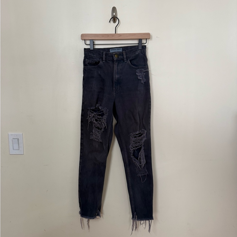 American Apparel Ripped Black Cropped Jeans